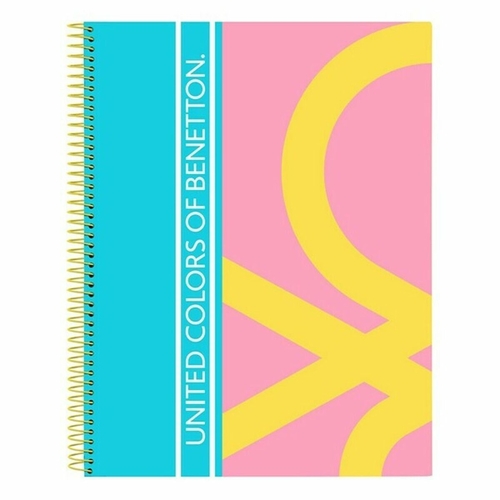Notebook Benetton Color Block Pink Turquoise Yellow A4