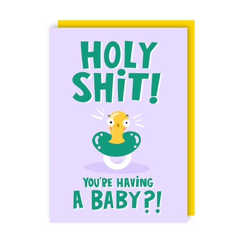 Holy Shit Funny New Baby Card (Pack of 6)