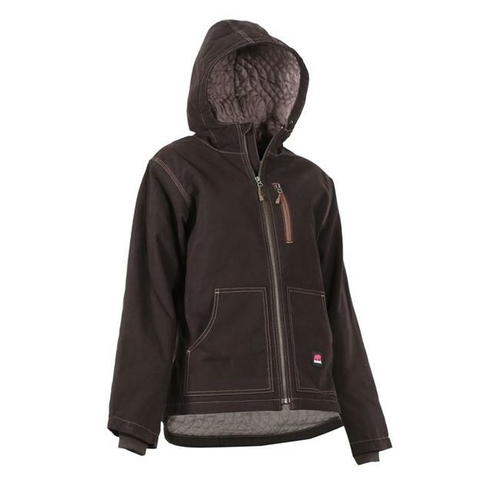 Berne Apparel WHJ64DBNR480 Ladies Modern Hooded Jacket, Dark Brown