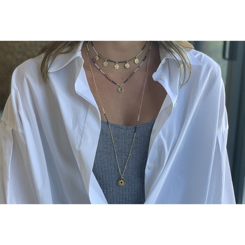 Long navy necklace deals