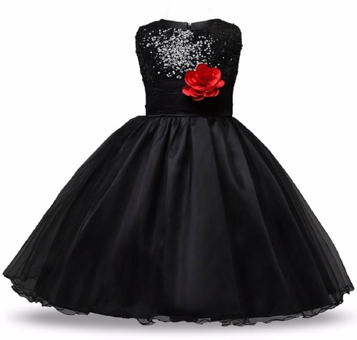 Girls Maxi/Full Length Party Dress  (Black, Sleeveless)
