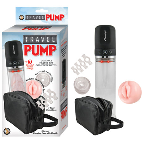 Travel Pump Three Speed Kit With Four Cockrings, Two Sleeves &