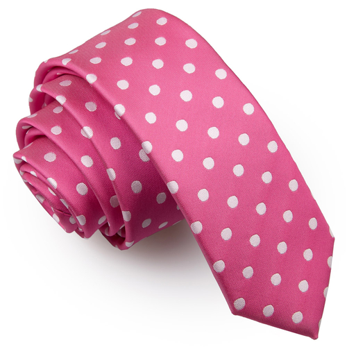 Polka Dot Skinny Tie - Hot Pink