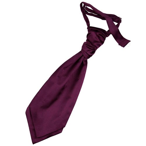 Plain Satin Pre-Tied Ruche Cravat - Boys - Plum