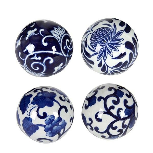 Blue And White 4 Decorator Balls