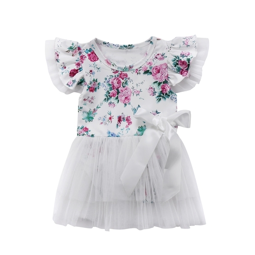Mini Girl Dress Lace Ruffle White Newborn