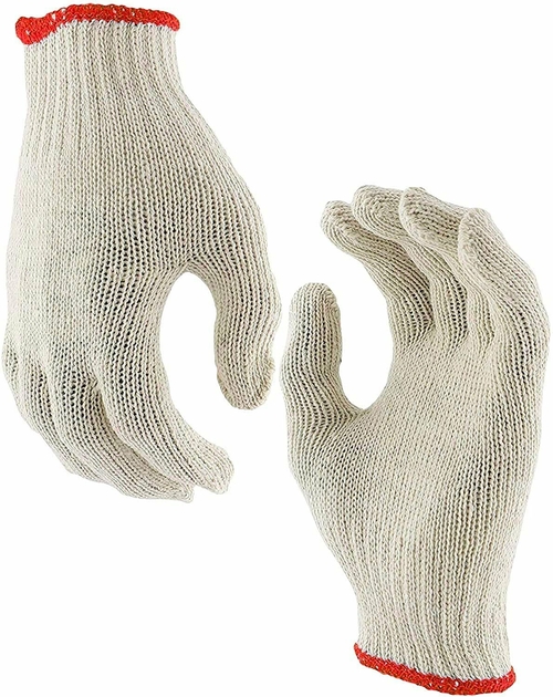 Pack of 192 Pairs Beige String Knit Cotton Work Gloves 9.5”. Cotton