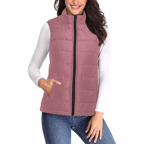Womens Puffer Vest Jacket - Rose Gold Red