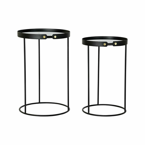 Set of 2 small tables DKD Home Decor Black Golden 30 x 40 cm 38 x 38 x