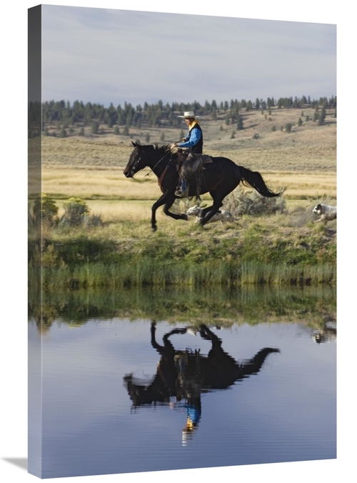 Global Gallery GCS-452591-2030-142 20 x 30 in. Cowboy Riding Horse Bes