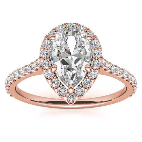 Rose Rold Pear Shape Moissanite Ring – 00560