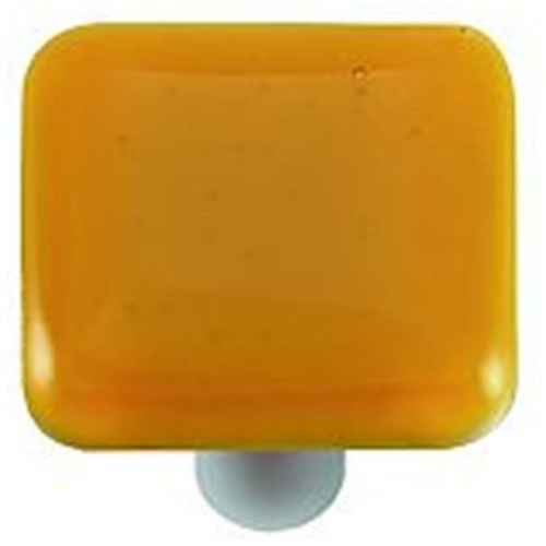 Hot Knobs HK1013-KA Medium Amber Square Glass Cabinet Knob - Aluminum 