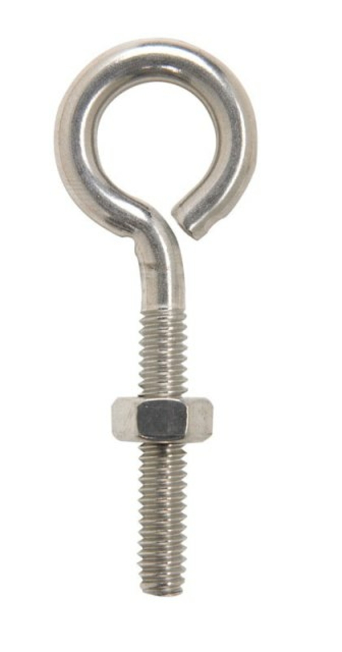 Hampton 02-3456-437 Bolt Eye Closed with Stainless Steel Hex Nut  0.25