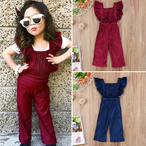 Toddler Kids Girls Velvet Bib Pants Little Girl