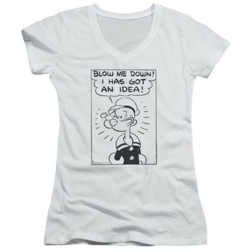 Popeye-An Idea Junior V-Neck Tee, White - 2X