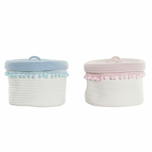 Basket DKD Home Decor 8424001855896 Sky blue Light Pink Children's 26