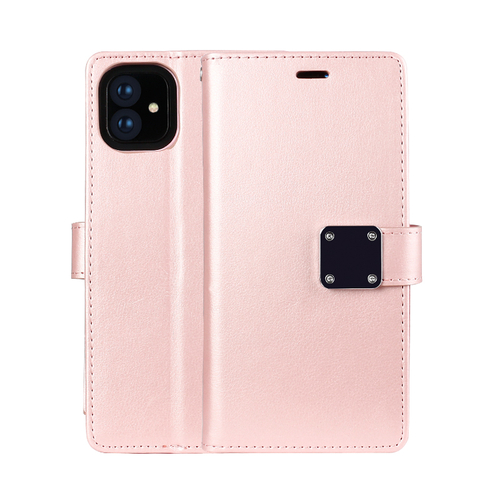 Multi Pockets Folio Flip Leather Wallet Case with Strap for iPhone 12