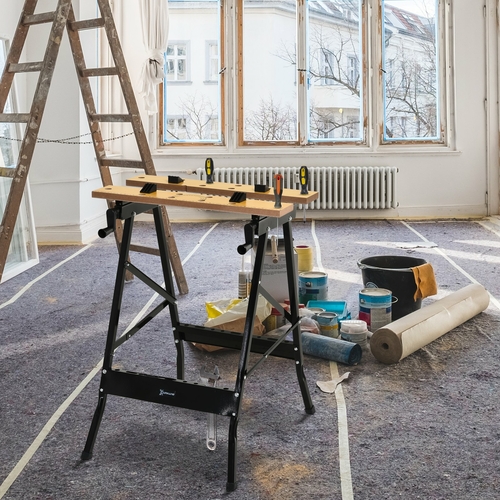 DURHAND Folding Work Bench with Adjustable Clamps 100kg/220lbs MDF