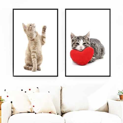 Cartoon Cute Cat Wall Art Canvas Painting