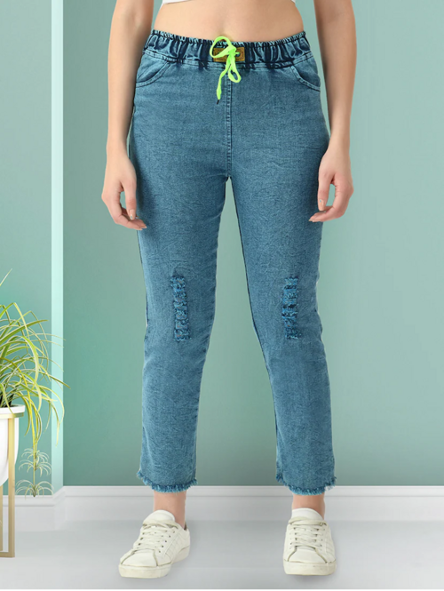 Women's Cotton  High Rise Denim Jeans(Size34)(Colordark blue)