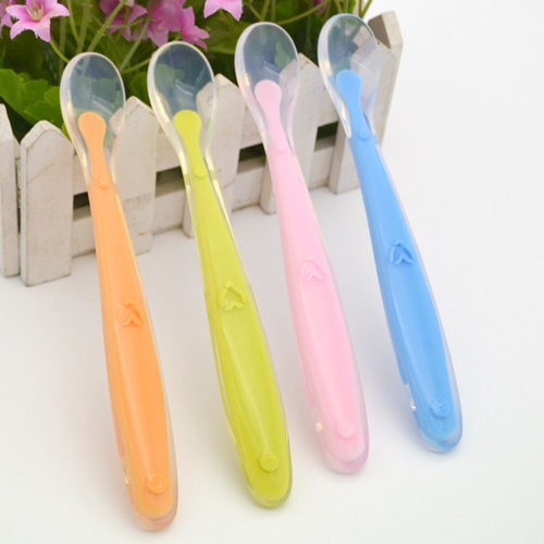 New Safety Soft Spoon Baby Flatware Feeding Spoon