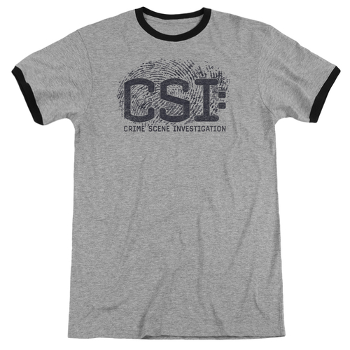 Trevco CBS1215-AR-2 CSI & Distressed Logo Adult Ringer Short Sleeve Co