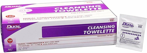 Dukal Premoistened Cleansing Towelettes. Pack of 100 Cleansing Wipes