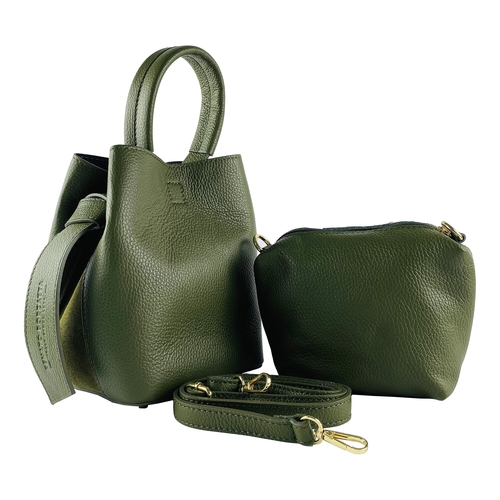 RB1006E | Borsa a Secchiello con Pochette in Vera Pelle Made in