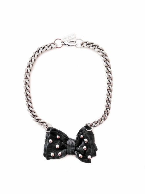 Leather Studs Papillon Necklace