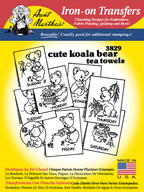 Aunt Martha's #3829 Koala Bear Tea Towels