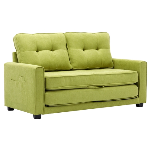 59.4" Loveseat Sofa with Pull-Out Bed Modern Upholstered Couch with