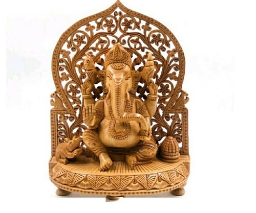 Wooden ganesh back jaly Statue