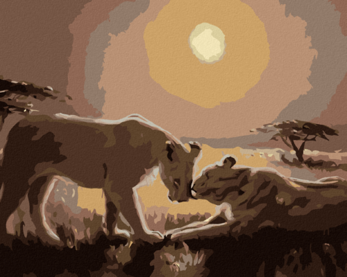 Zuty - Paint by Numbers - TWO LIONS (D. RUSTY RUST), 40x50 cm