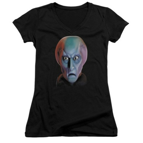 Trevco Star Trek-Balok Head - Junior V-Neck Tee - Black, Medium