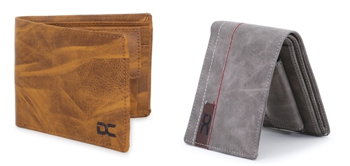Men's Stylish Bi-Fold, Textured PU Leather, Latest Slim Wallets (Grey