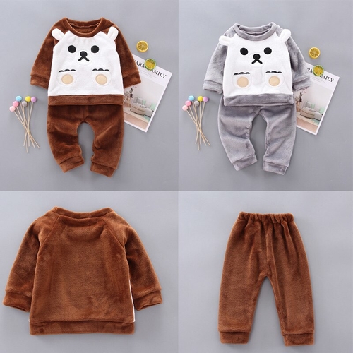 Kids Baby Boys Girl Fluffy Cartoon Bear Pajamas