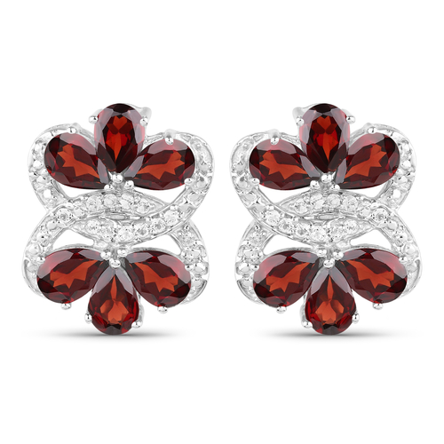10.38 Carat Genuine Garnet and White Topaz .925 Sterling Silver