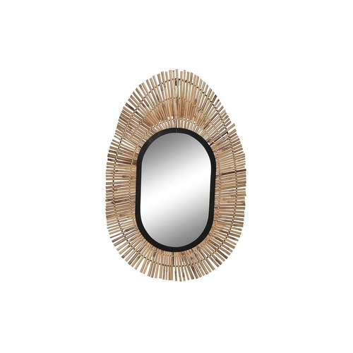 Wall mirror DKD Home Decor Mirror Natural Black Metal Rattan (63 x 1,5