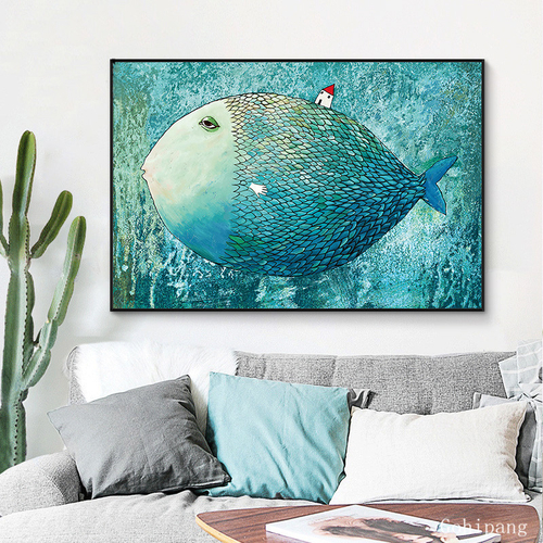 Abstract Cartoon Anime Big Fish House Nursery