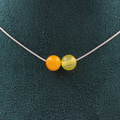 Yellow Sardonyx 8 mm 2 beads necklace. 