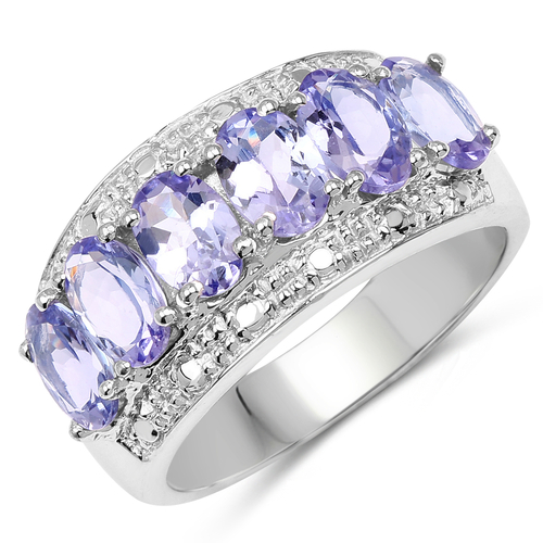 2.64 Carat Genuine Tanzanite .925 Sterling Silver Ring