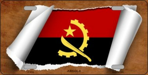 Smart Blonde LP-9120 6 x 12 in. Angola Flag Scroll Novelty Metal Licen