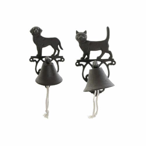 Bell DKD Home Decor Cat Dog Brown Dark brown Rope Iron 14 x 15 x 24 cm