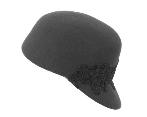 Large black felt cap