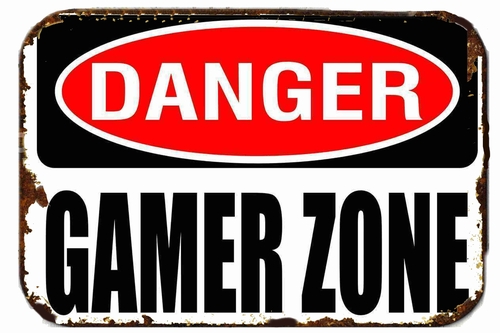 Danger Gamer Zone  Metal  8 x 12 inch Tin Sign