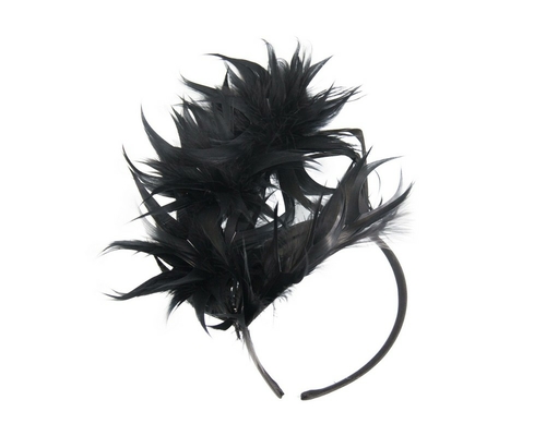 Large black feather racing fascinator