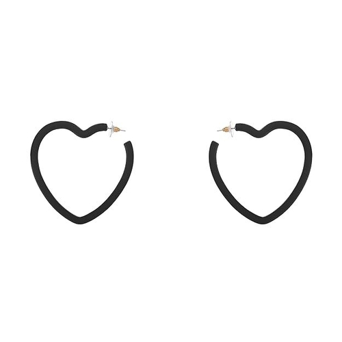 Black Big Heart Hoop Earrings for women