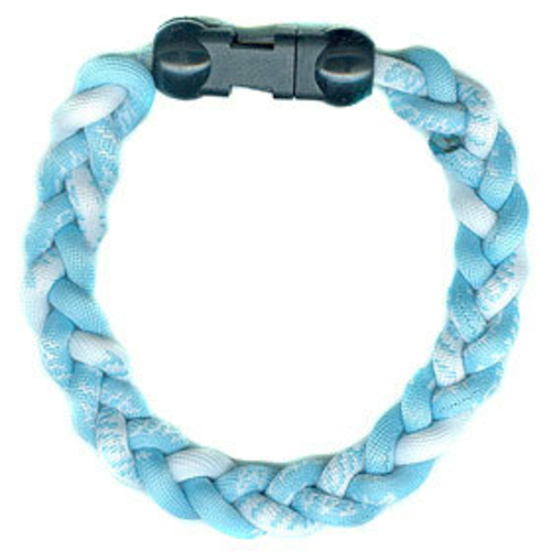 Titanium Ionic Braided Wristband Carolina Blue/White