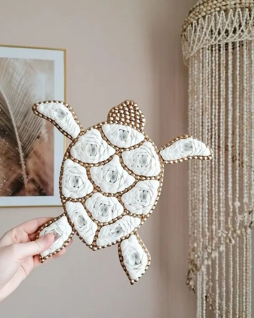 White Sea Shell Tortoise wall Hanging 12x15 inch