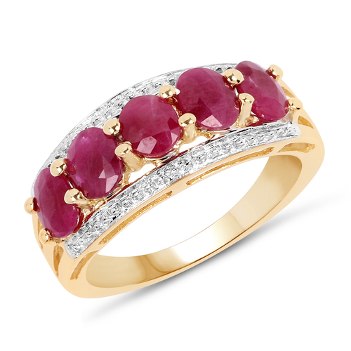 14K Yellow Gold Plated 1.90 Carat Genuine Ruby .925 Sterling Silver
